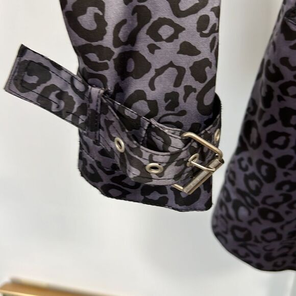 LUII Women’s Animal Print/Cheetah Trench Coat Gray/Black Size Small - Picture 7 of 13